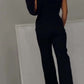 Women's fashionable and sexy jumpsuit with sloping shoulders and high slit