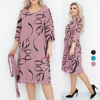 🌷Elegancka luźna sukienka midi z marszczonymi rękawami