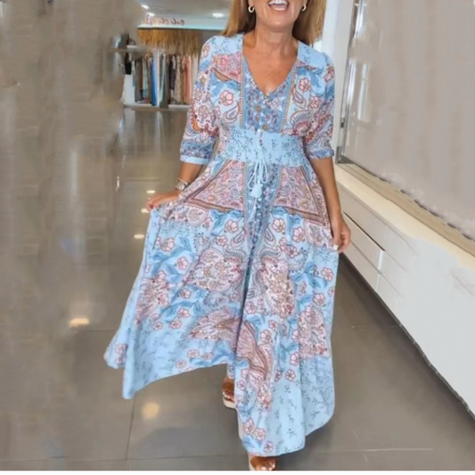 👗Elegancka damska kwiecista sukienka na sznurka