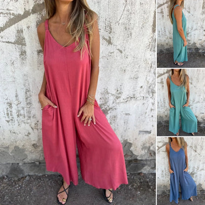 👗 Luźny kombinezon z bawełny i lnu
