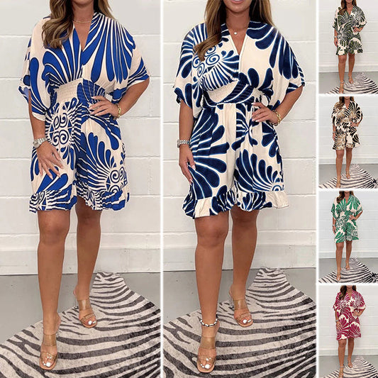 🔥Bawełniany krótki kombinezon damski z nadrukiem